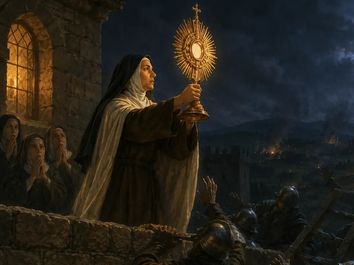 Santa Clara de Asís con el Santísimo